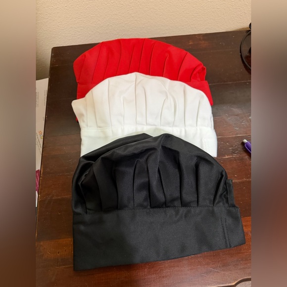 Chef Hat Unisex Adult Mushroon Design Adjustable Set of 3 Black Red White - Picture 2 of 8